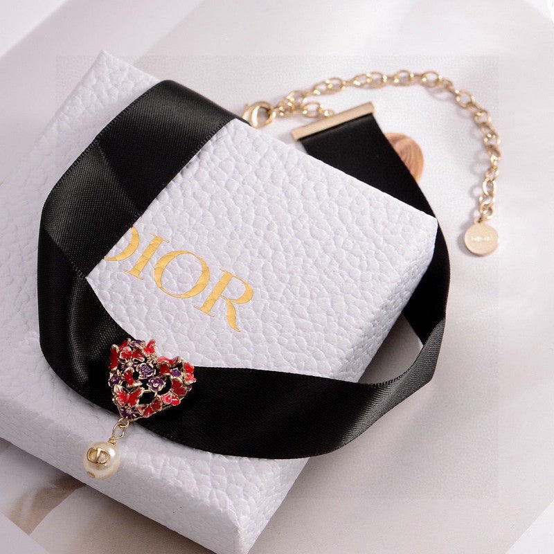 18K Dior 30 Montaigne Red Crystals Choker Necklace