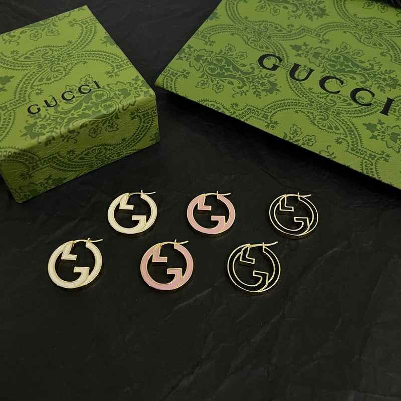 18K Double Gucci Color Hollow Earrings