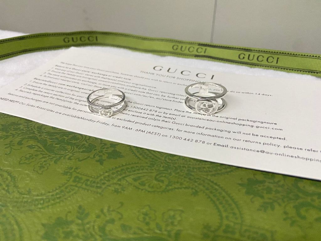 Double Gucci Interlocking Gucci Thin Open Ring