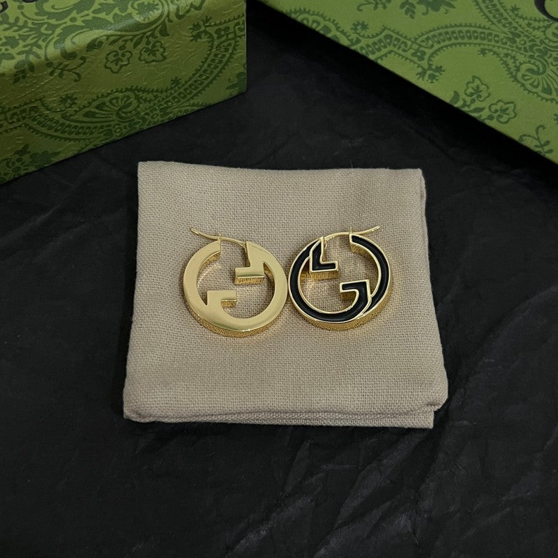 18K Double Gucci Color Hollow Earrings