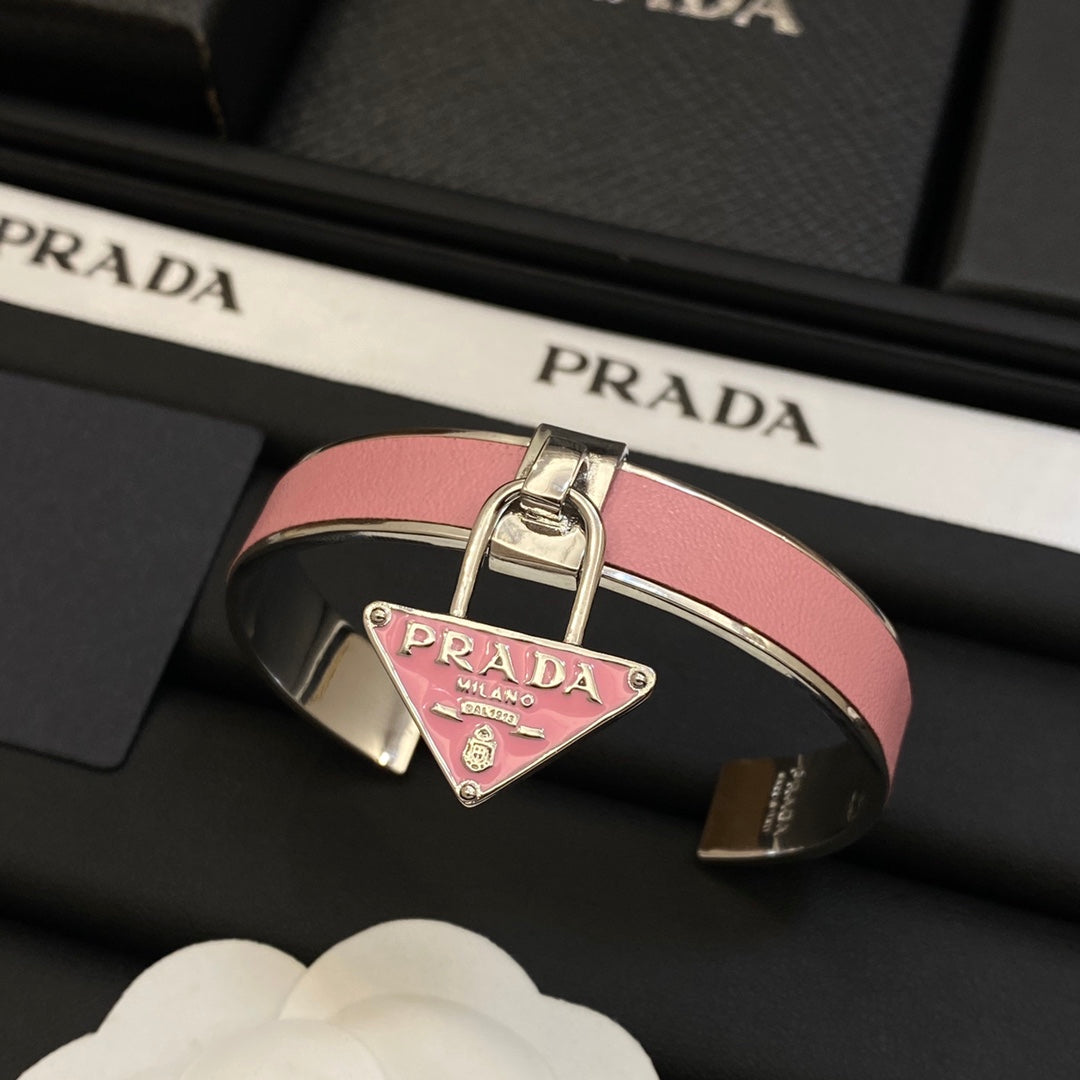 18K Prada Triangle Charm Cuff Bracelet