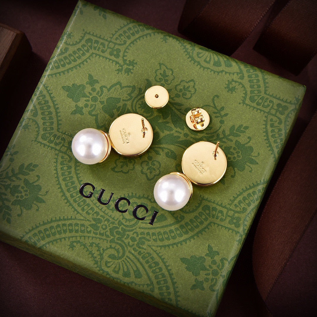 18K Double Gucci Blondie Pendant Earrings