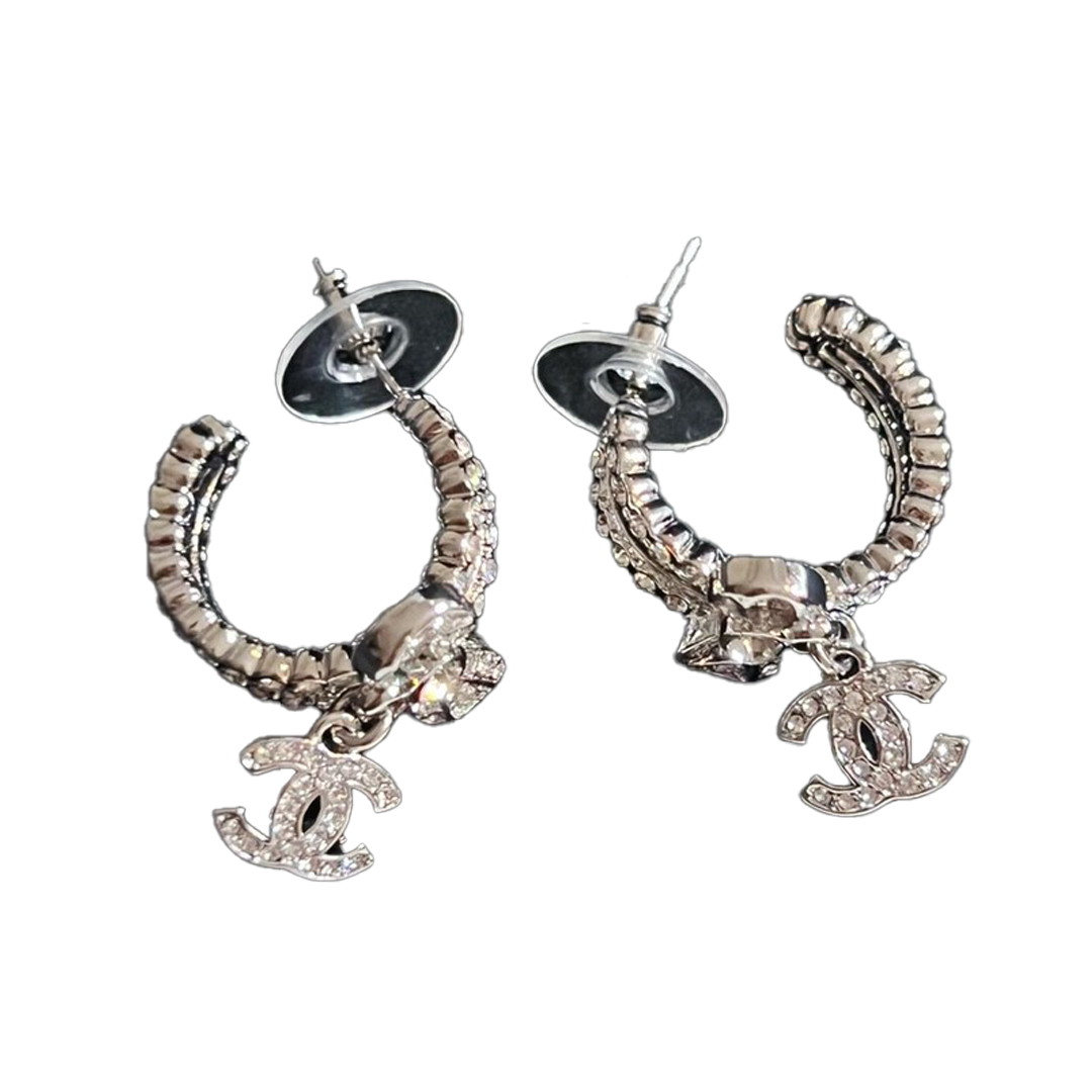 18K  Chanel Diamond Pendant Earrings