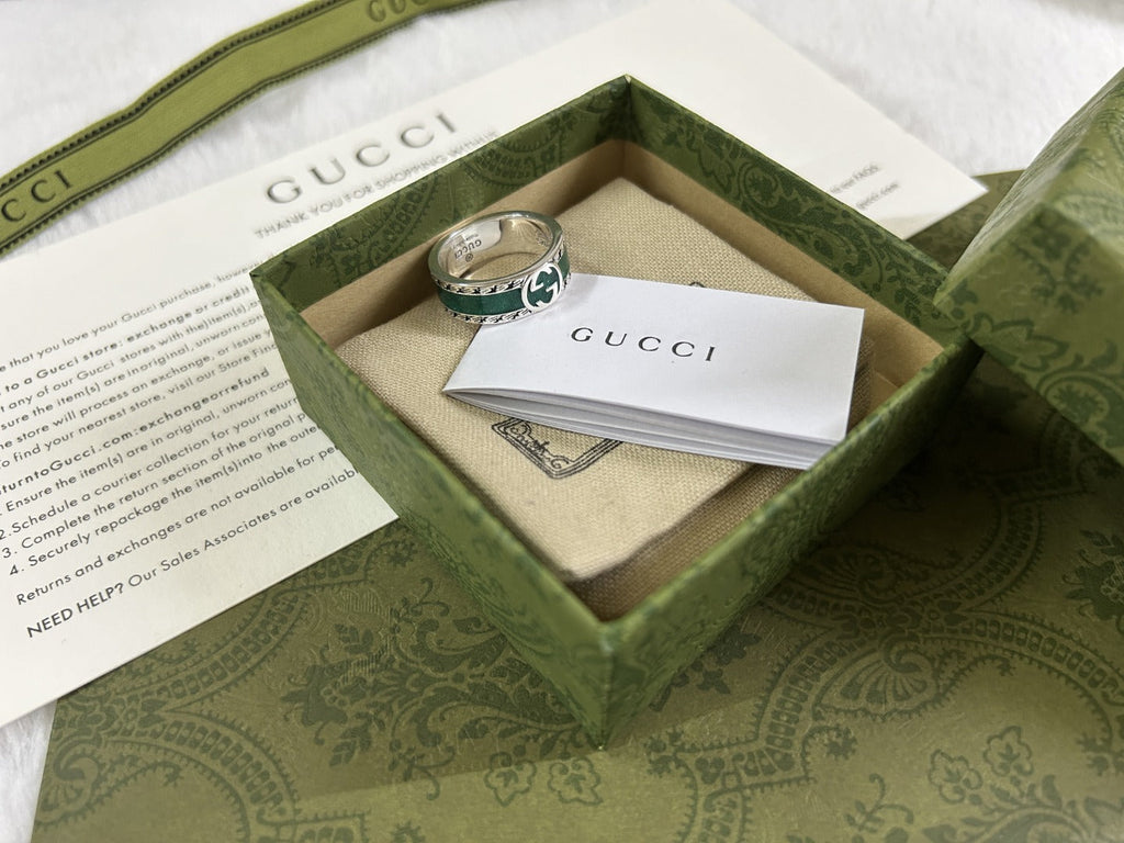 Double Gucci Interlocking Gucci Turquoise Enamel Ring