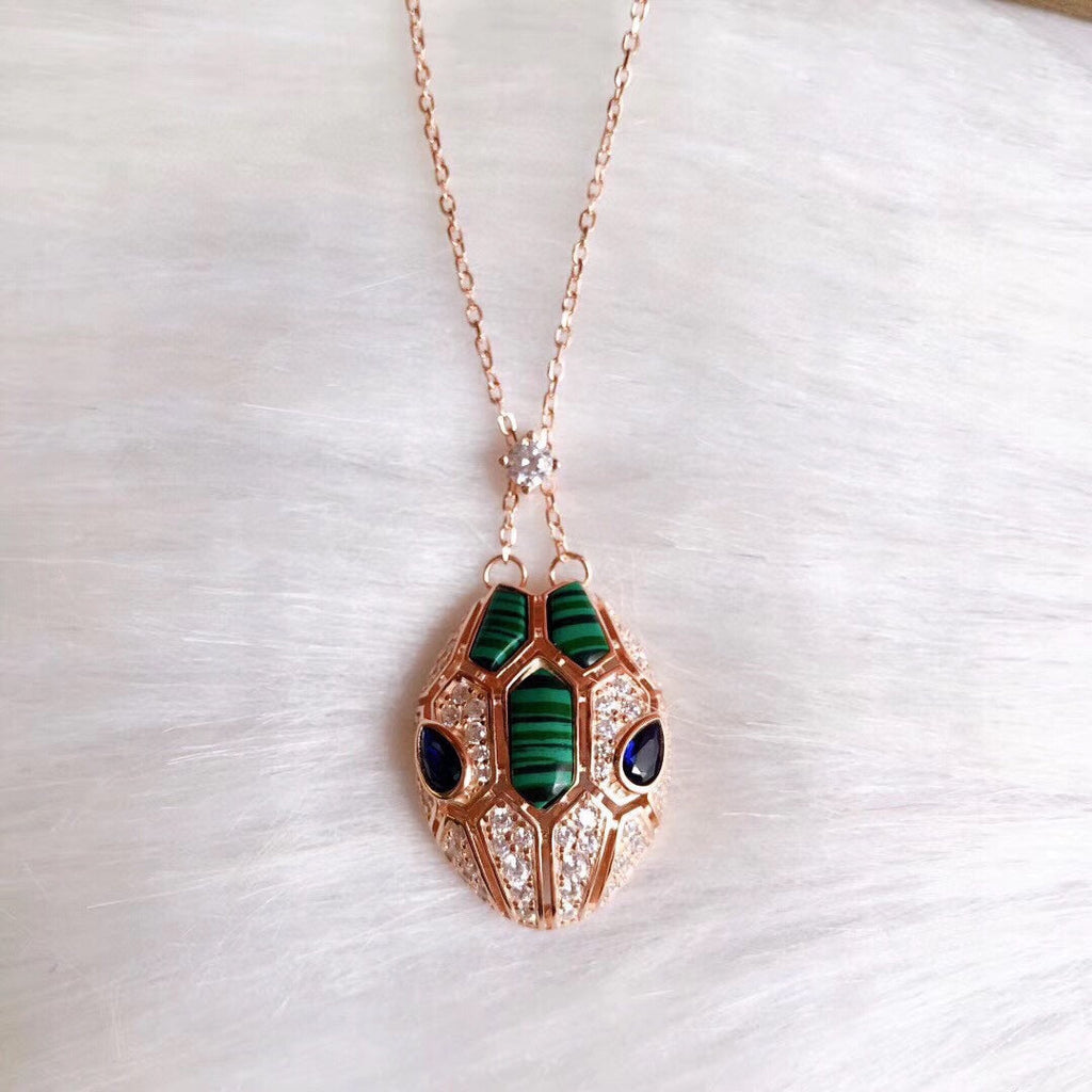 18K BVLGARI Serpenti Malachite Necklace