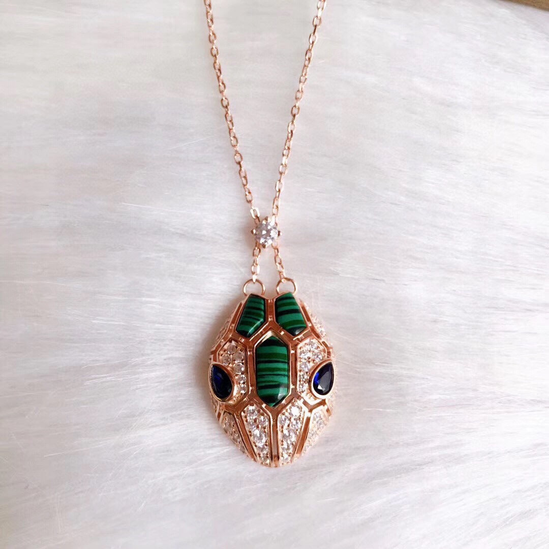 18K BVLGARI Serpenti Malachite Necklace