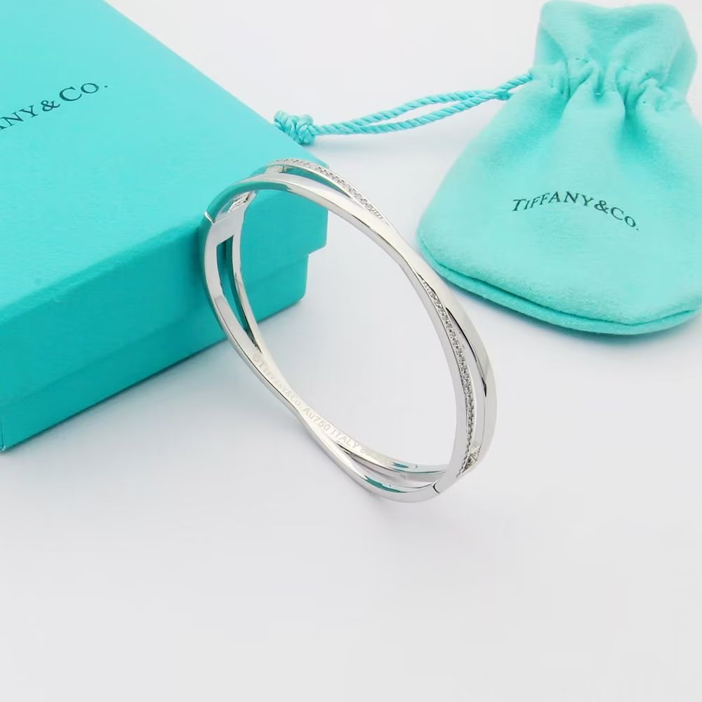18K Tiffany Atlas x Narrow Hinged Bangle Bracelet
