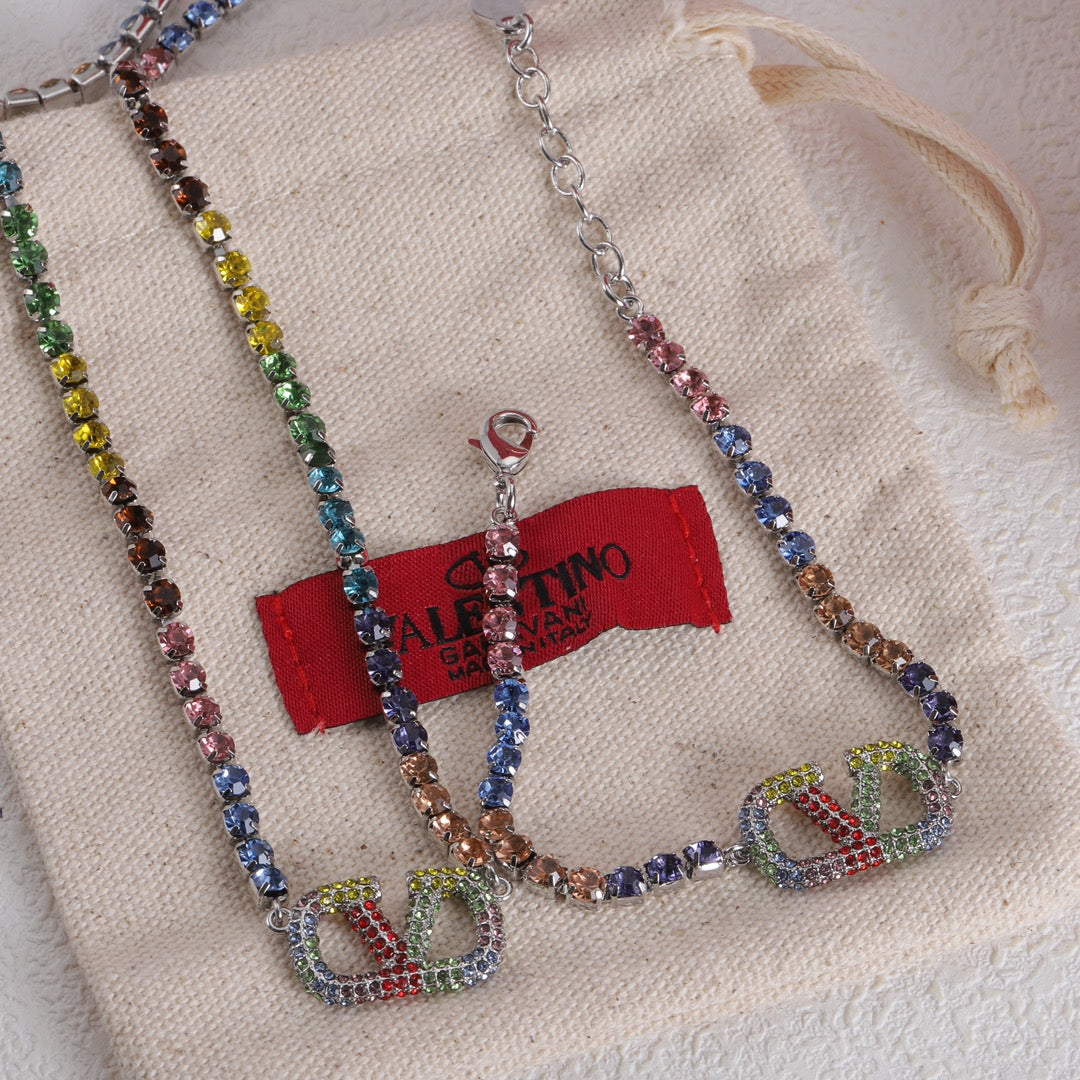 18K Valentino Multi-Color Crystals Necklace