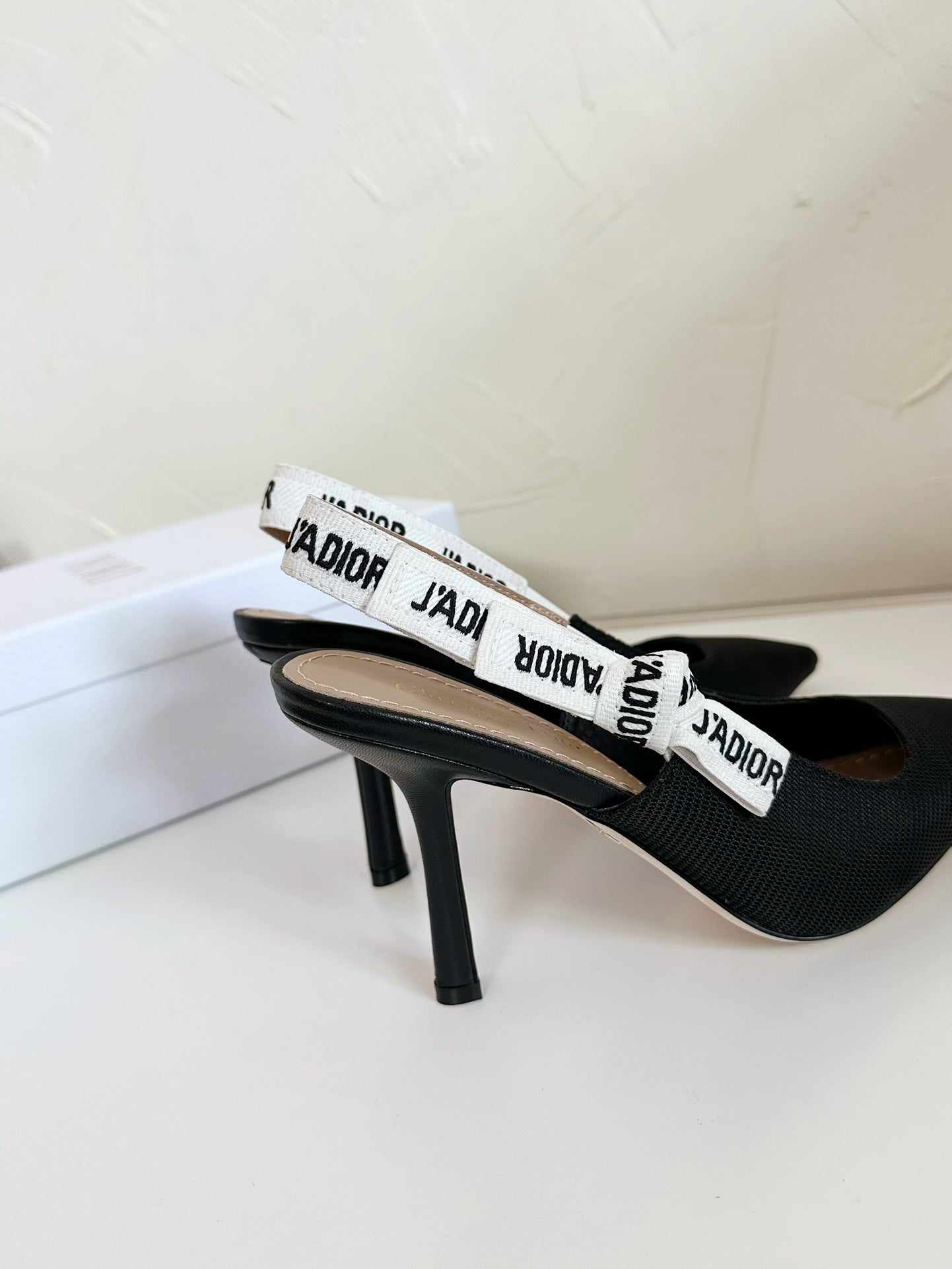 DIOR J'A SLINGBACK PUMP BLACK TECHNICAL FABRIC 10 CM