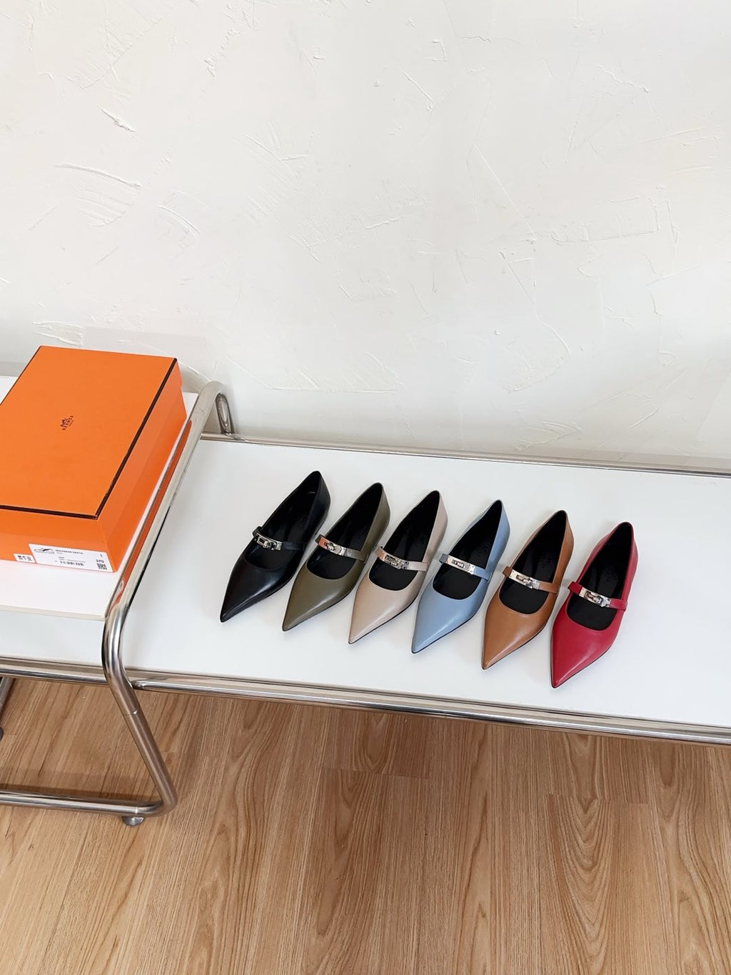 HERMES KIARA FLAT PUMP IN RUBY RED CALFSKIN