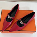 HERMES KIARA FLAT PUMP IN RUBY RED CALFSKIN