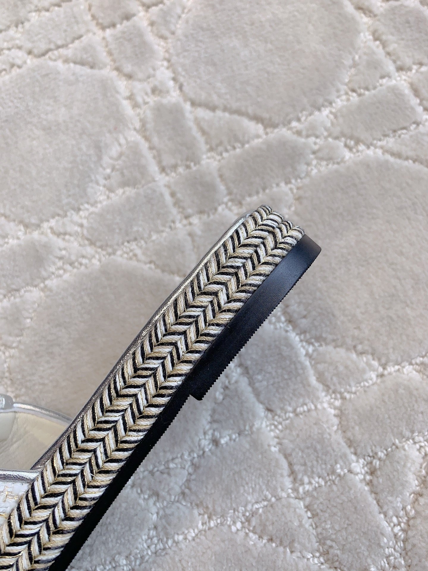 CHANEL PLATFORM SLIPPERS IN SILVER WOOL AND LAMBSKIN