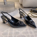 CHANEL HIGH SLINGBACKS 65 MM IN BLACK PATENT CALFSKIN