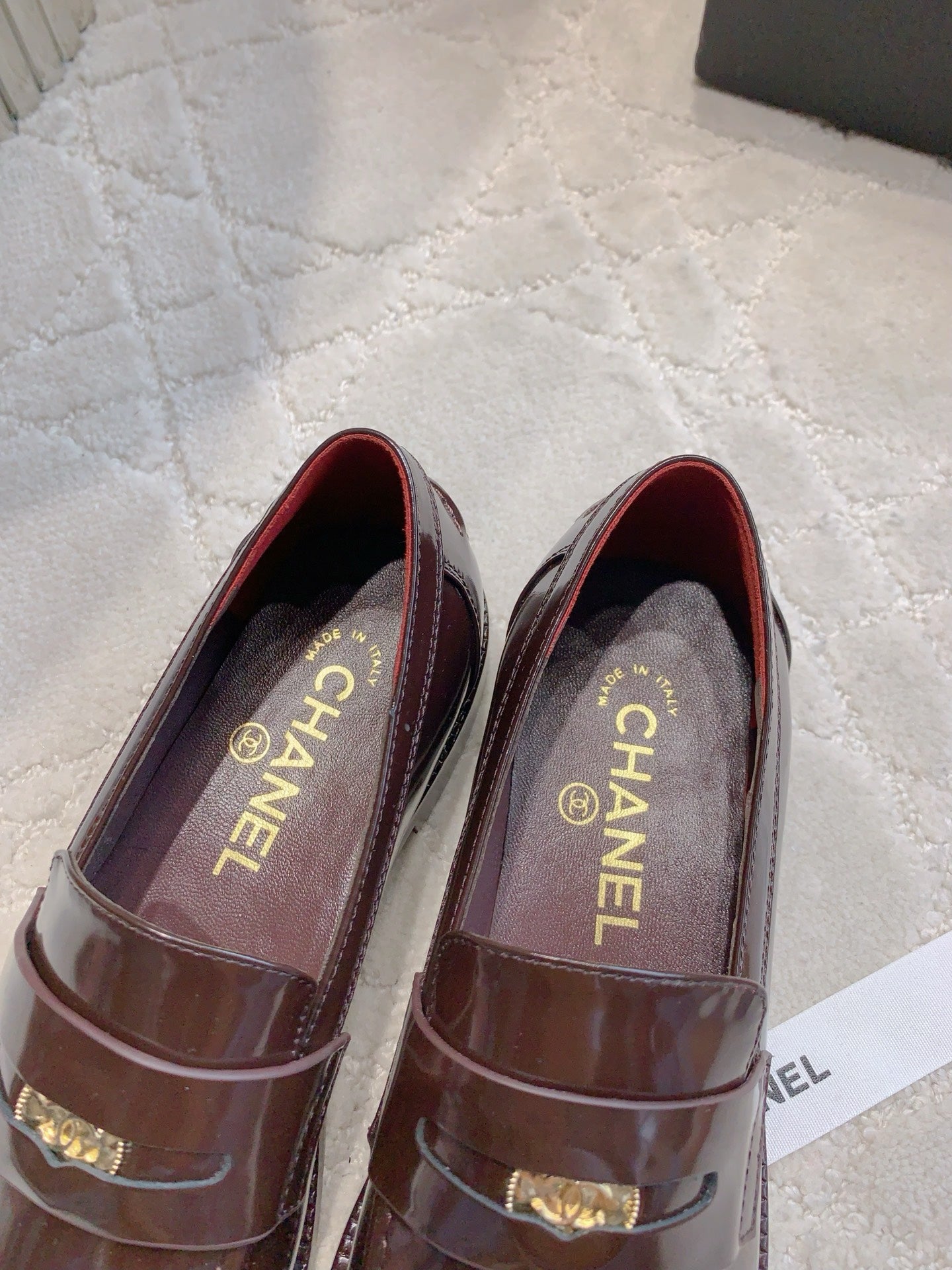 CHANEL 25S MOASINS IN ROSEWOOD CALFSKIN GOLD HARDWARE