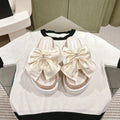 CHANEL SLIPPERS WITH SILK BOW IN WHITE COWHIDE