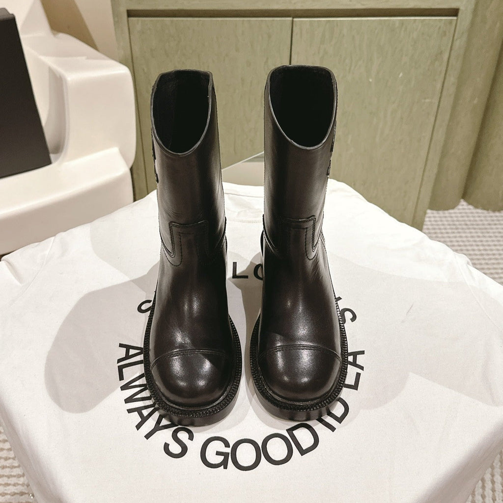 CHANEL SHORT BOOTS BROWN CALFSKIN