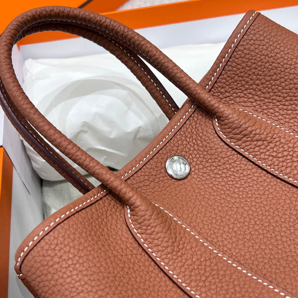 HERMES GARDEN PARTY 23CM IN UMBER BROWN CALFSKIN