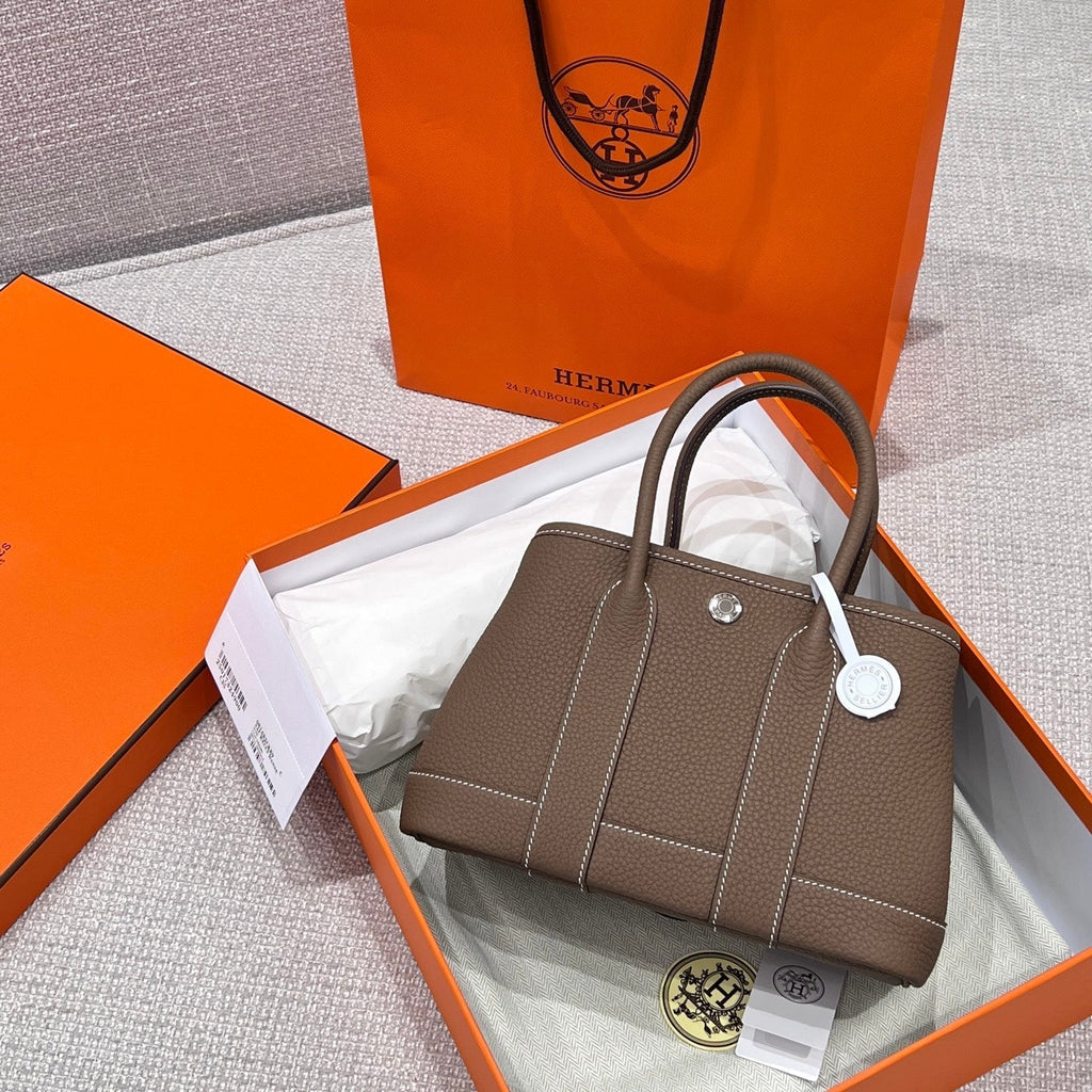 HERMES GARDEN PARTY 23CM IN DARK BROWN CALFSKIN