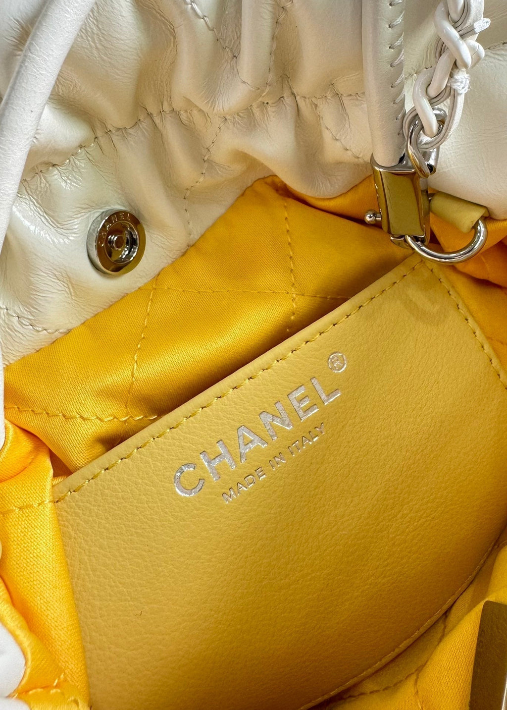 CHANEL HOBO MINI 20CM YELLOW WHITE LAMBSKIN