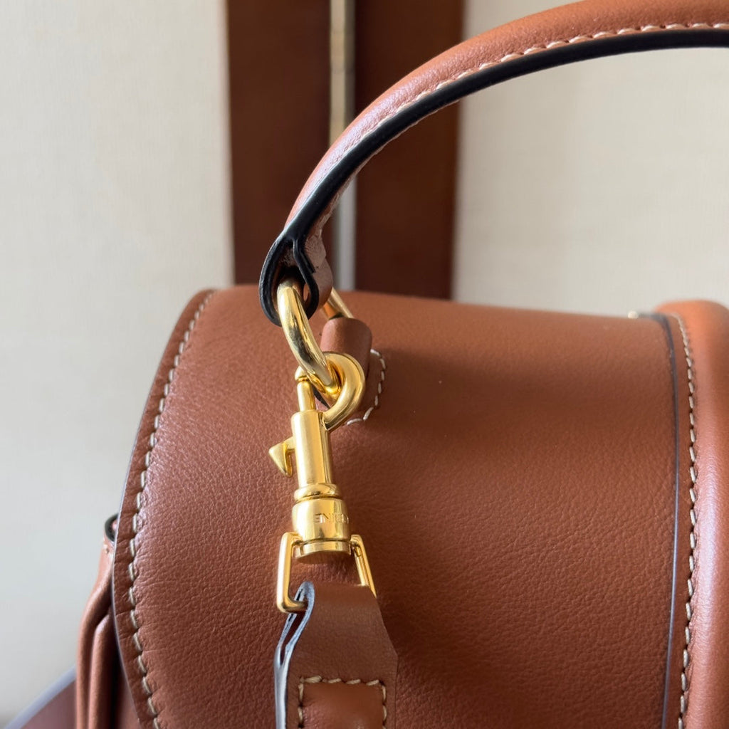 CELINE CLASSIQUE BAG 17 IN NUTMEG BROWN CALFSKIN GOLD HARDWARE
