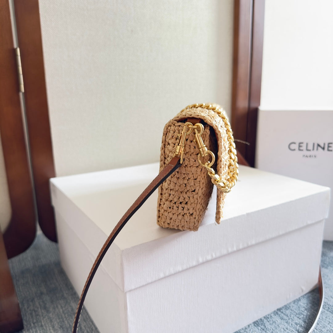 CELINE MULTIPOCHETTE BAG 23 IN BROWN RAFFIA