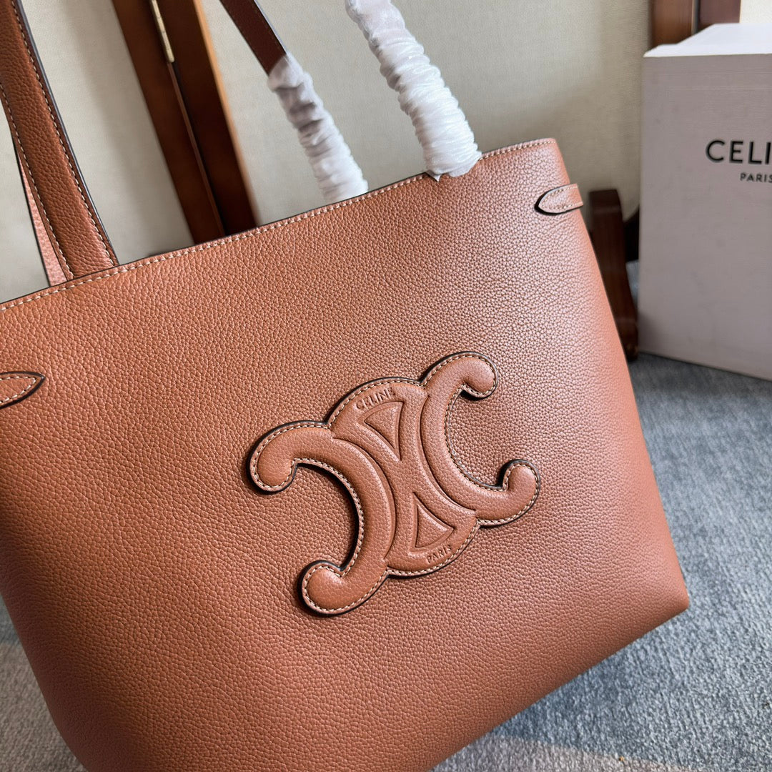 CELINE SMALL CABAS ANAÏS CUIR TRIOMPHE 28 IN BRONZE ORANGE GRAINED CALFSKIN