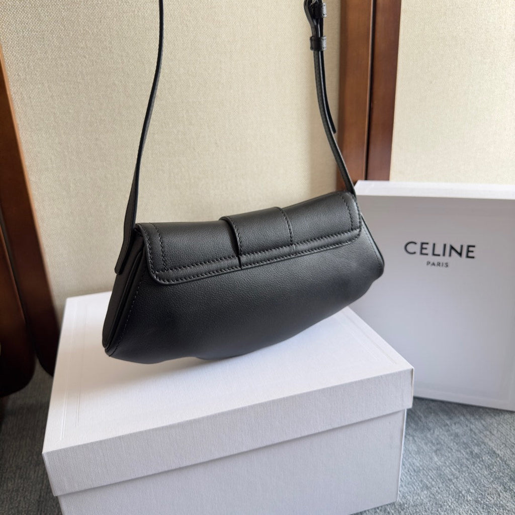 CELINE TEEN POLLY 29 IN BLACK CALFSKIN SILVER HARDWARE