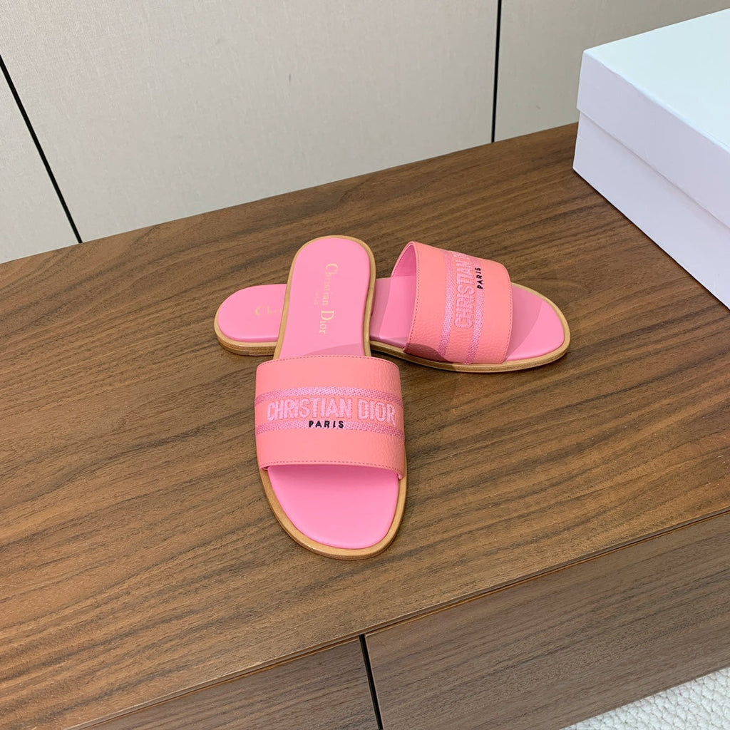 DIOR 25S DWAY SLIDE IN PINK CALFSKIN