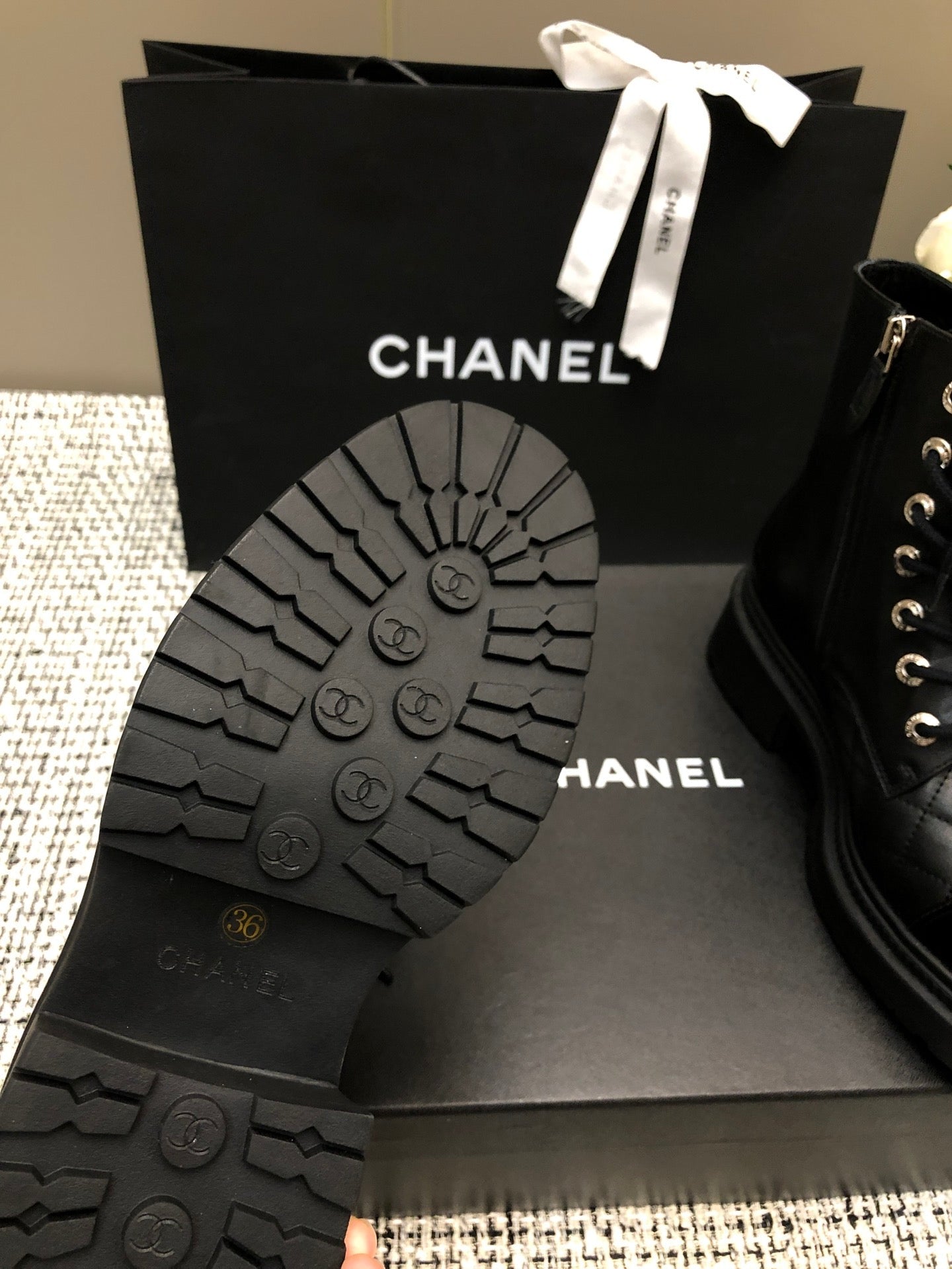 CHANEL SHORT BOOTS BLACK LAMBSKIN