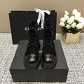 CHANEL SHORT BOOTS BLACK SUEDE LAMBSKIN