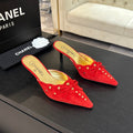 CHANEL HIGH HEEL MULE 65 MM IN CANDY RED SUEDE