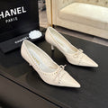 CHANEL HIGH HEEL PUMP 65 MM IN WHITE CREAM LAMBSKIN