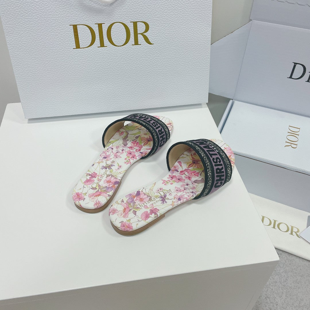 DIOR CD Mule Dway Slide 10mm Multi Motifs Style 2