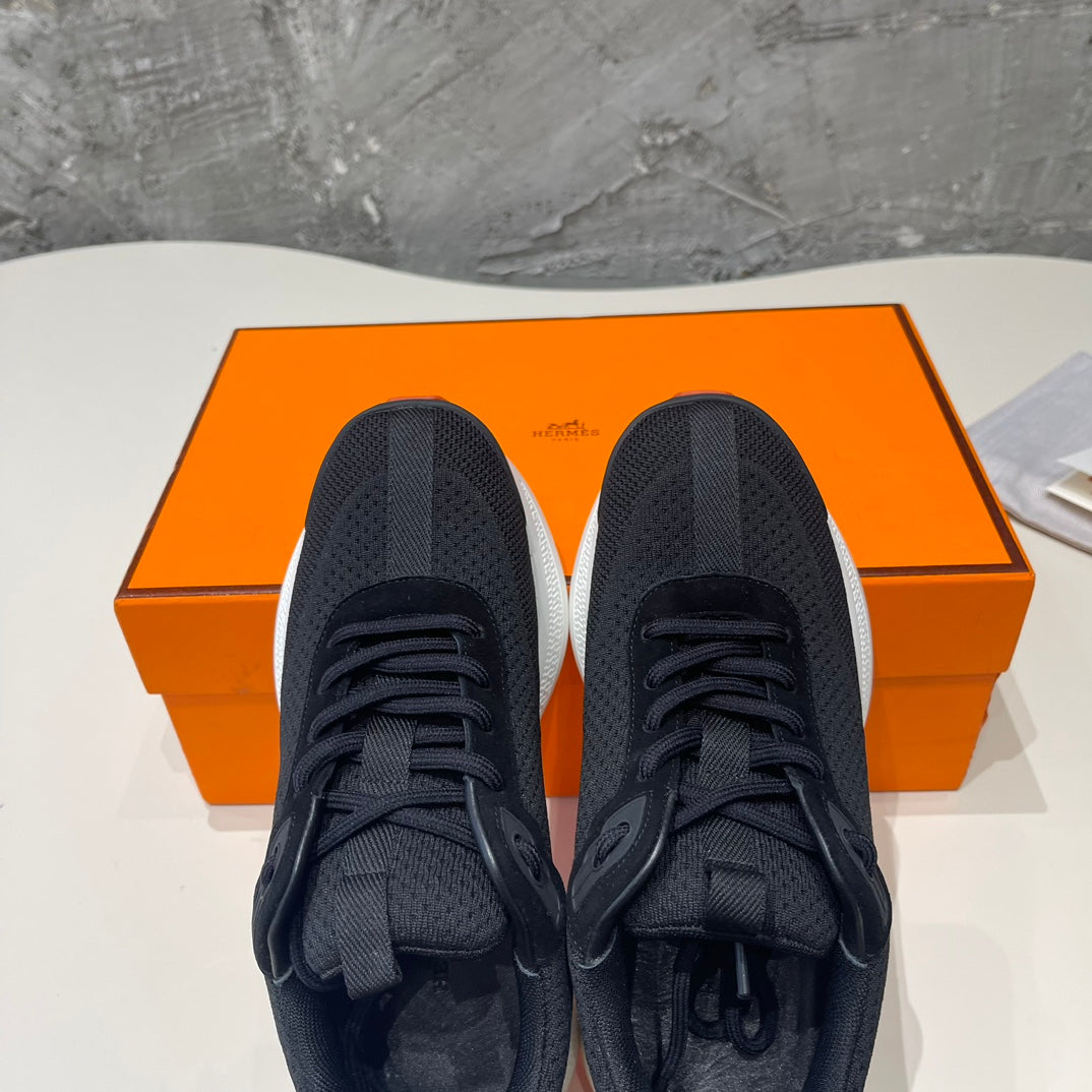HERMES HEROS SNEAKERS BLACK MIX ROSE GOATSKIN