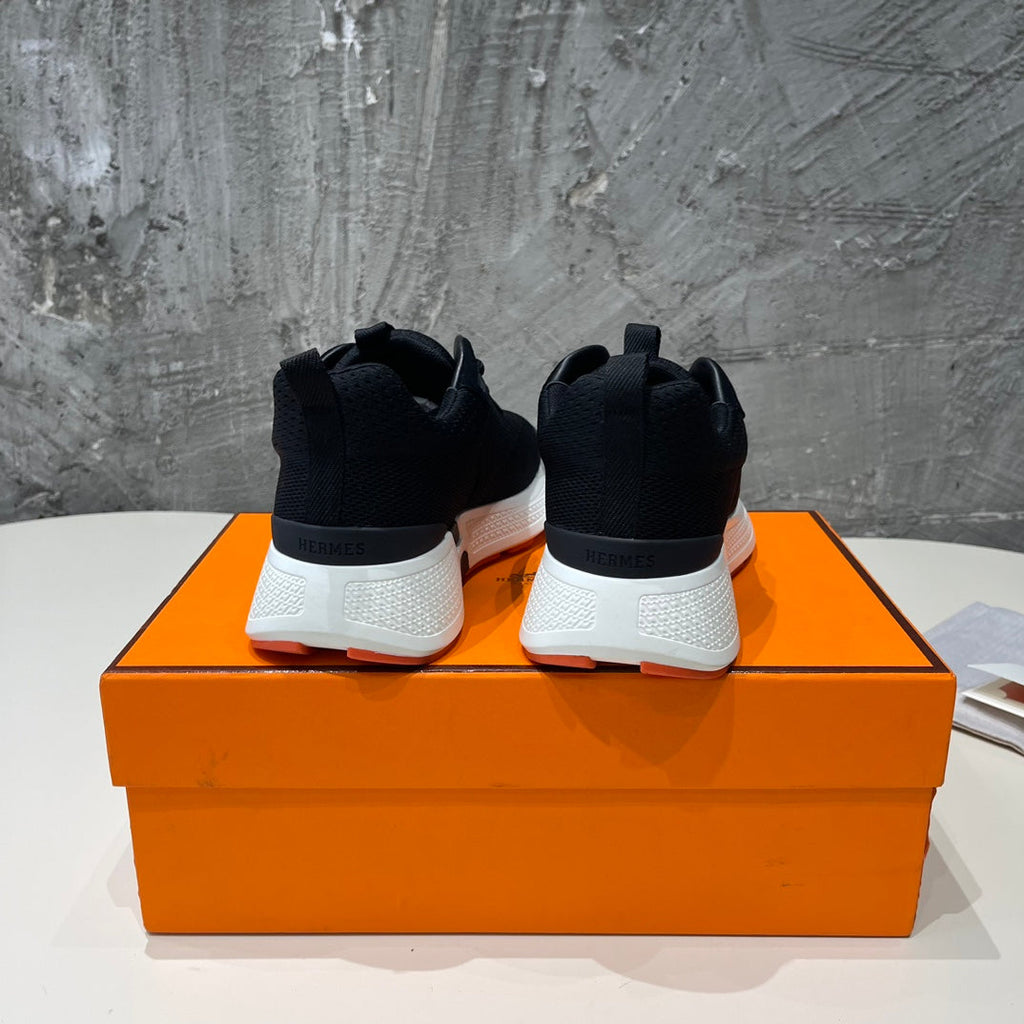 HERMES HEROS SNEAKERS BLACK MIX ROSE GOATSKIN