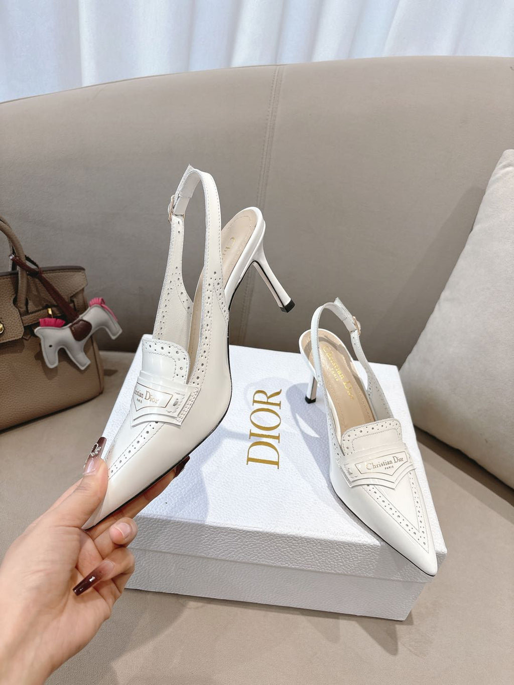 DIOR BOY SLINGBACK PUMP 35 MM IN WHITE CALFSKIN