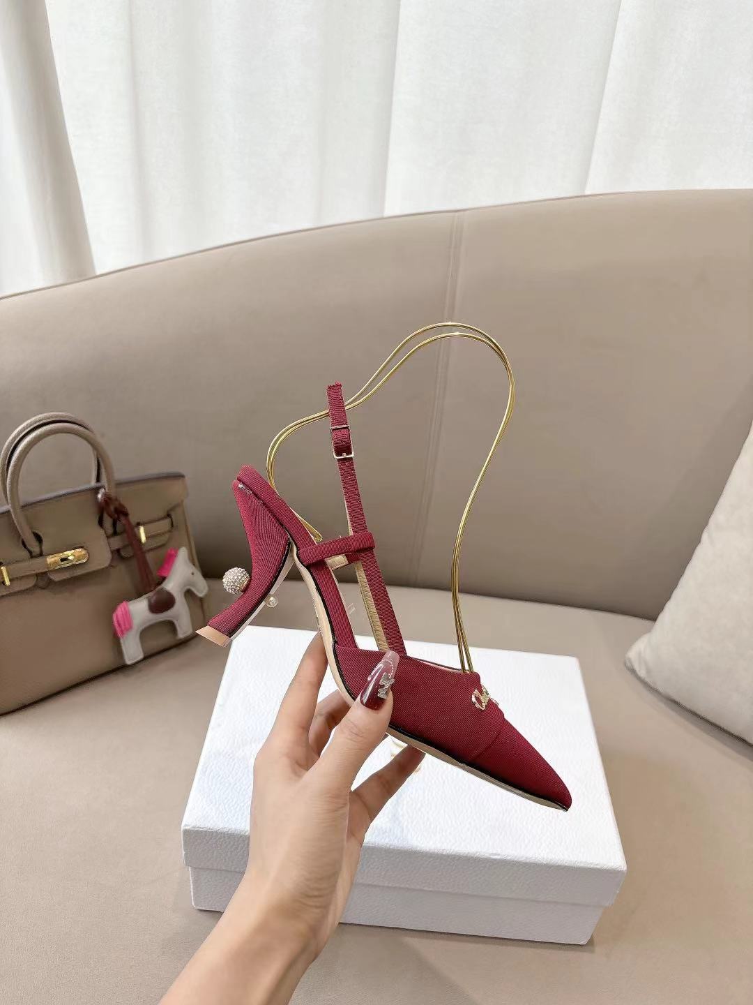 DIOR MY DD SLINGBACK PUMP 85MM IN RED DENIM
