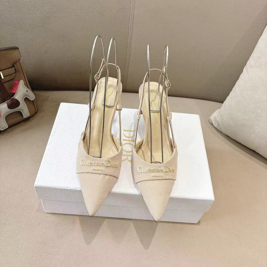 DIOR MY DD SLINGBACK PUMP 85MM IN BEIGE DENIM