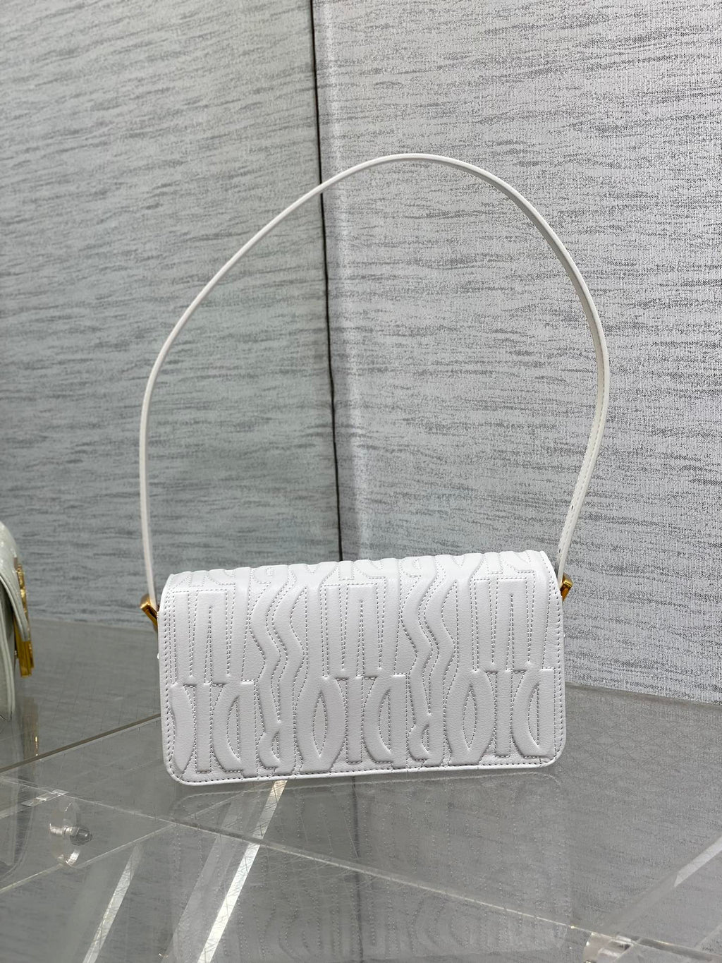 DIOR FLAP BAG 18 WHITE QUILTED ALLOVER CALFSKIN