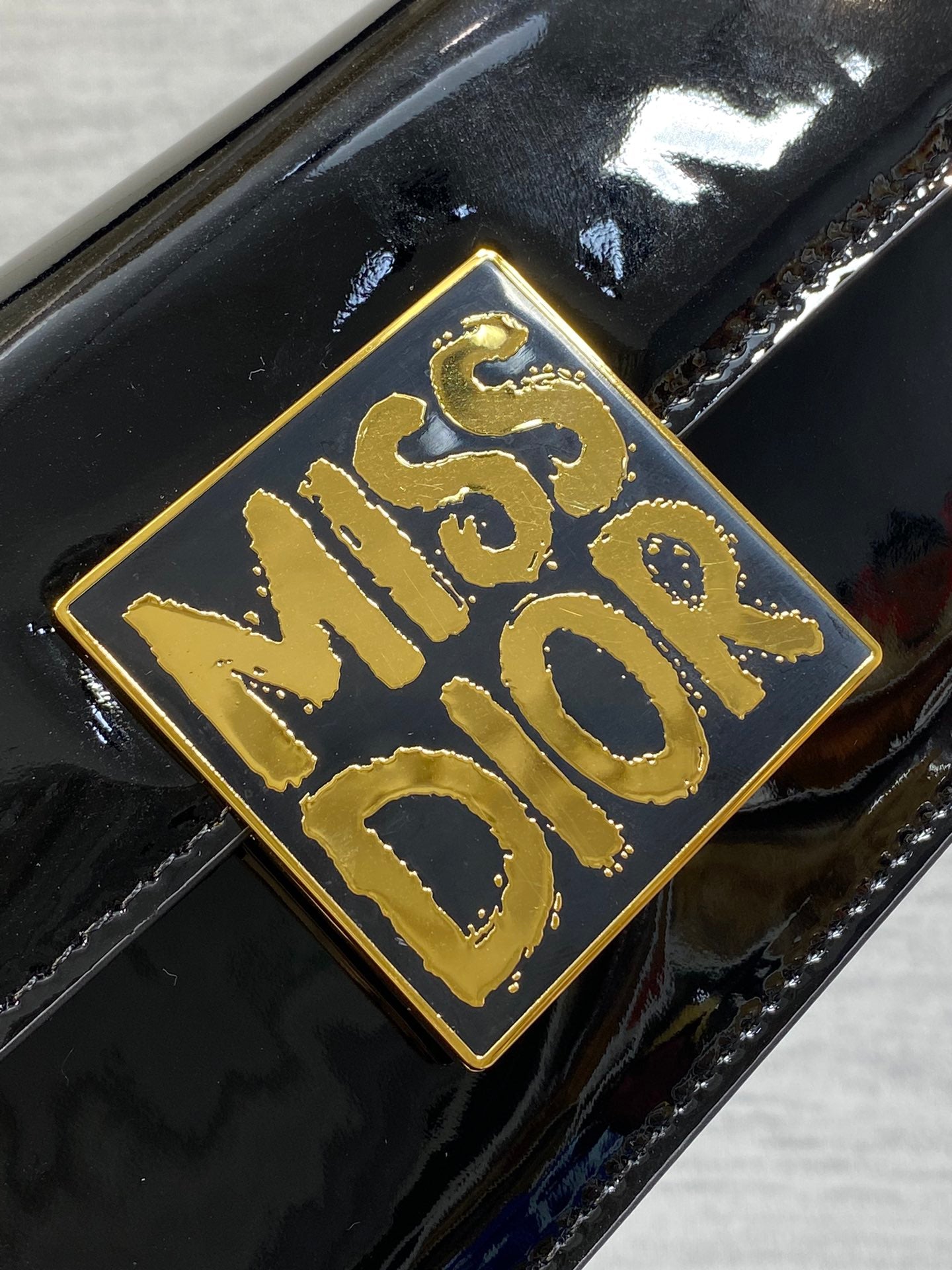 DIOR FLAP BAG 18 IN BLACK PATENT CALFSKIN