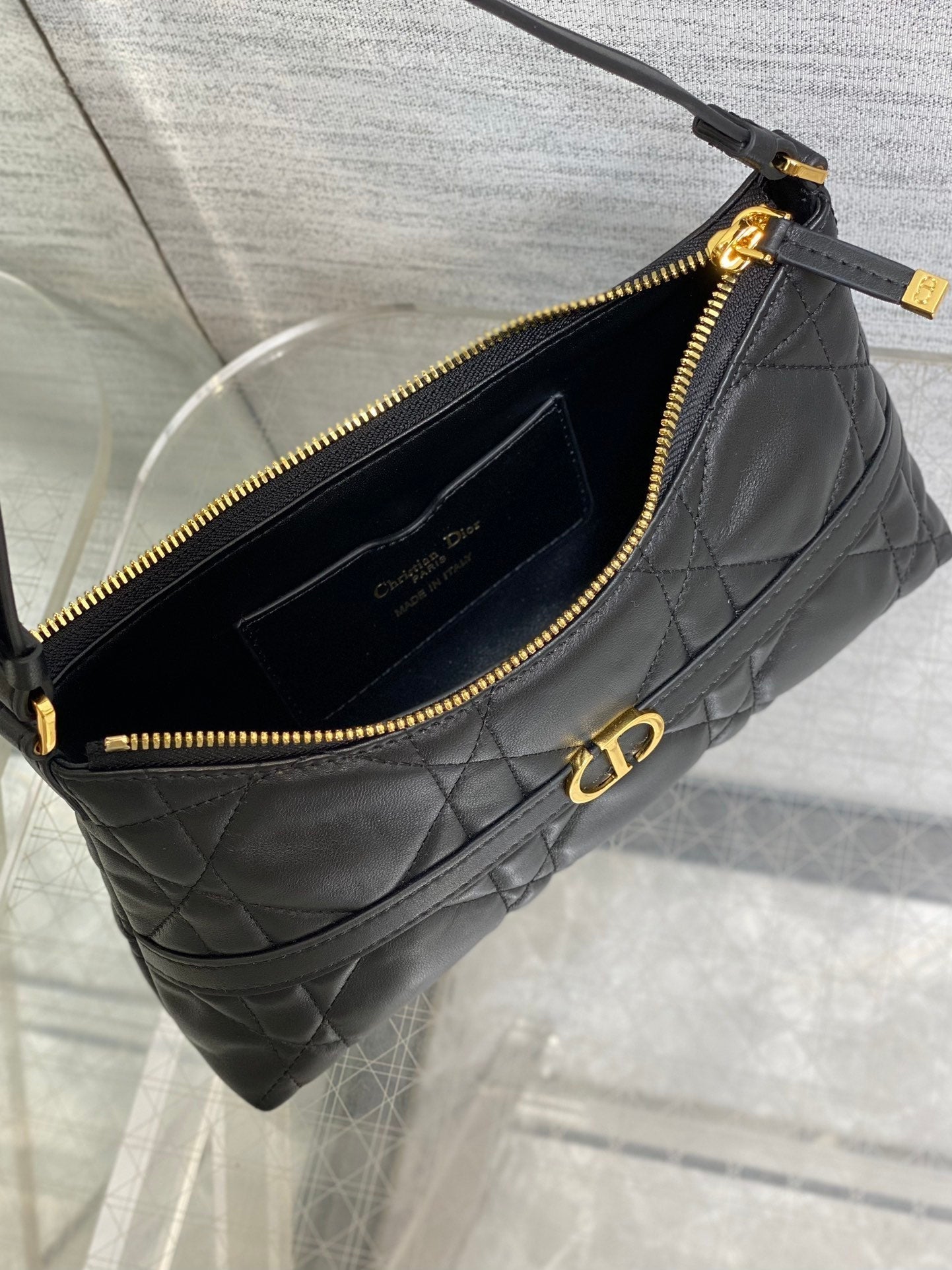 DIOR MISS CARO CIGALE MINI 18 BAG BLACK MACROCANNAGE LAMBSKIN