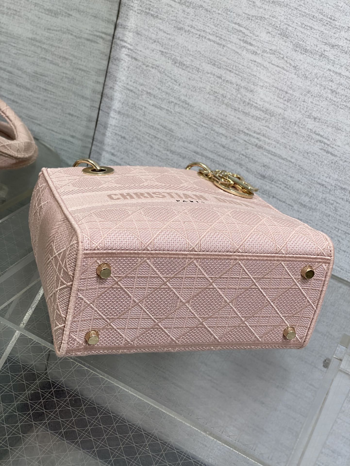 DIOR SMALL 24 LADY BAG IN PASTEL PINK CANVAS
