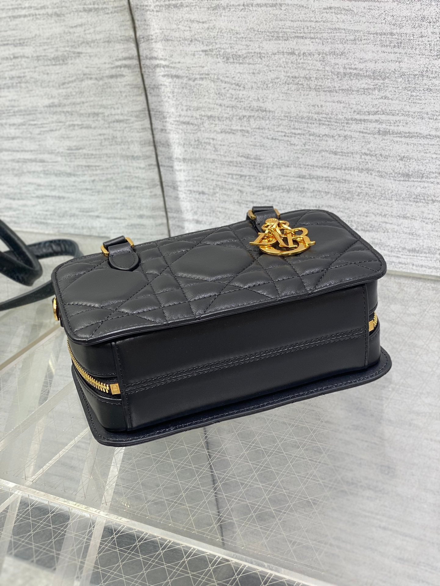 DIOR MINI GROOVE BAG 20 IN BLACK MACROCANNAGE LAMBSKIN 226487