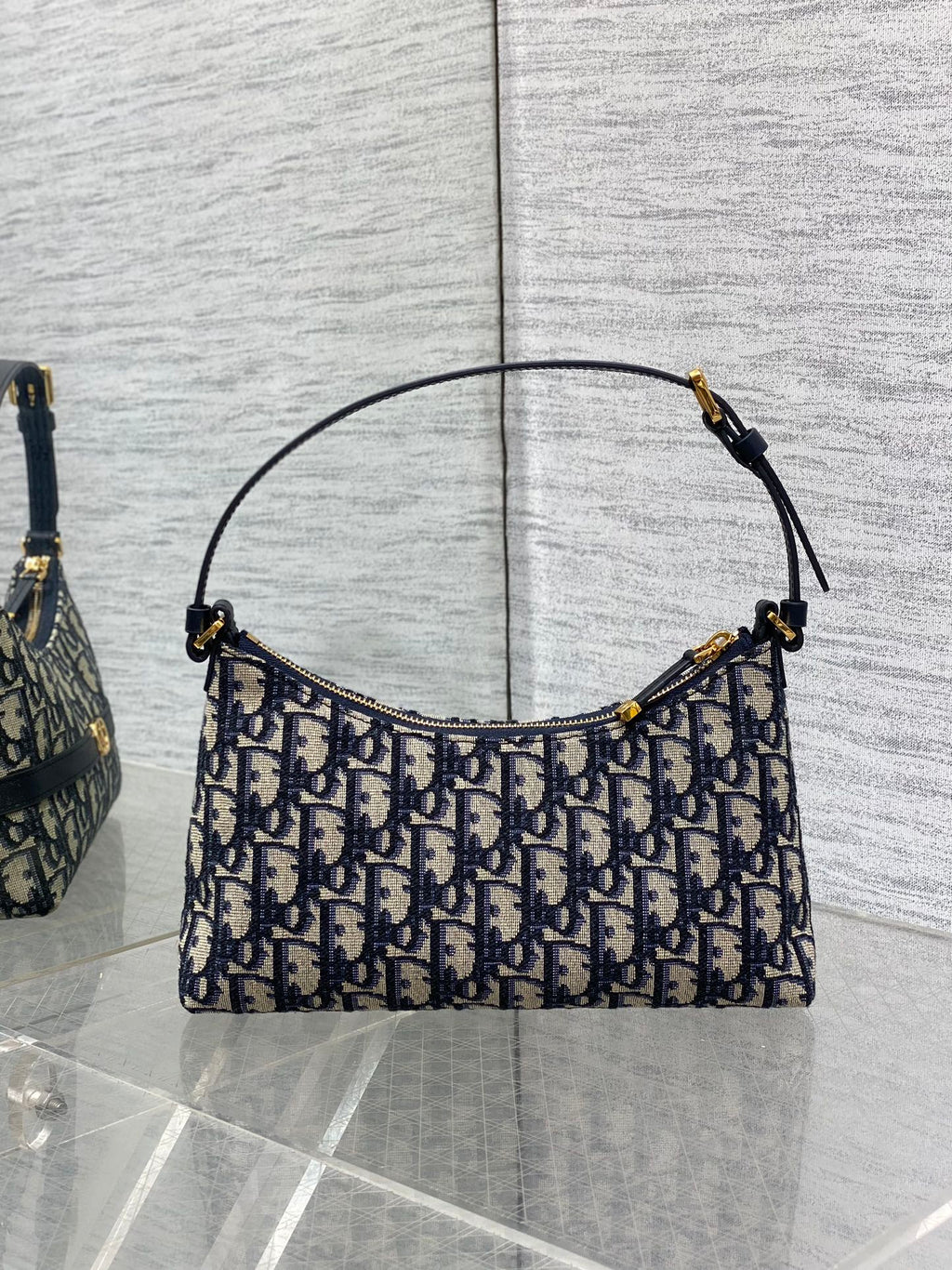 DIOR MONTAIGNE CIGALE MINI 24 BAG IN BLUE  OBLIQUE JACQUARD