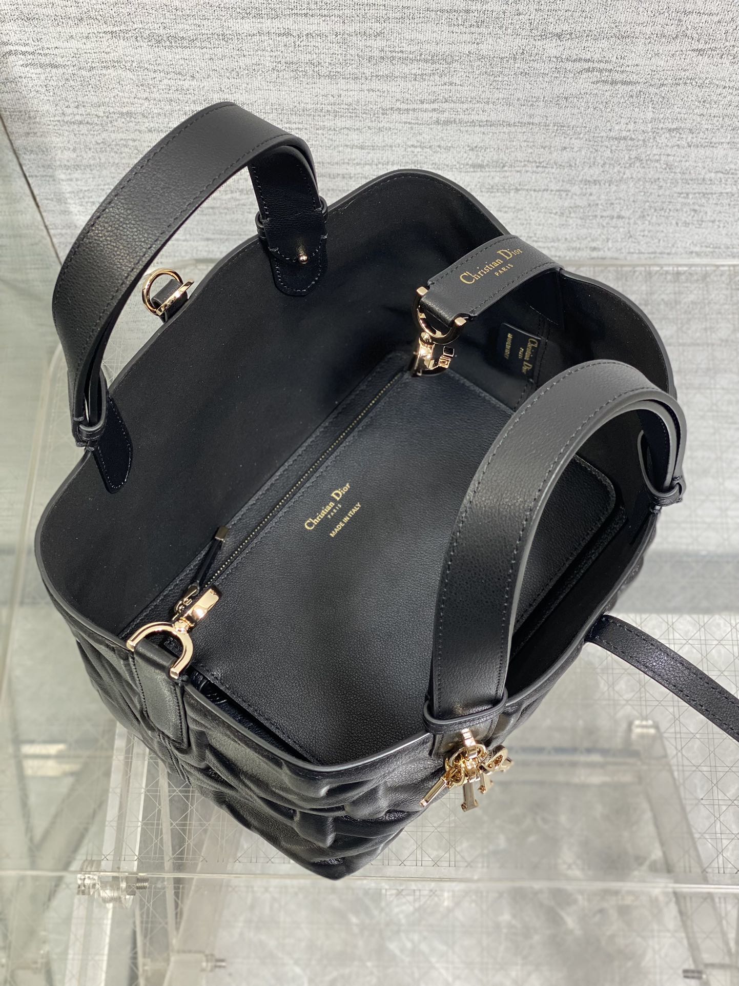 DIOR ALWAYS MINI 23 BAG IN BLACK MACROCANNAGE CALFSKIN