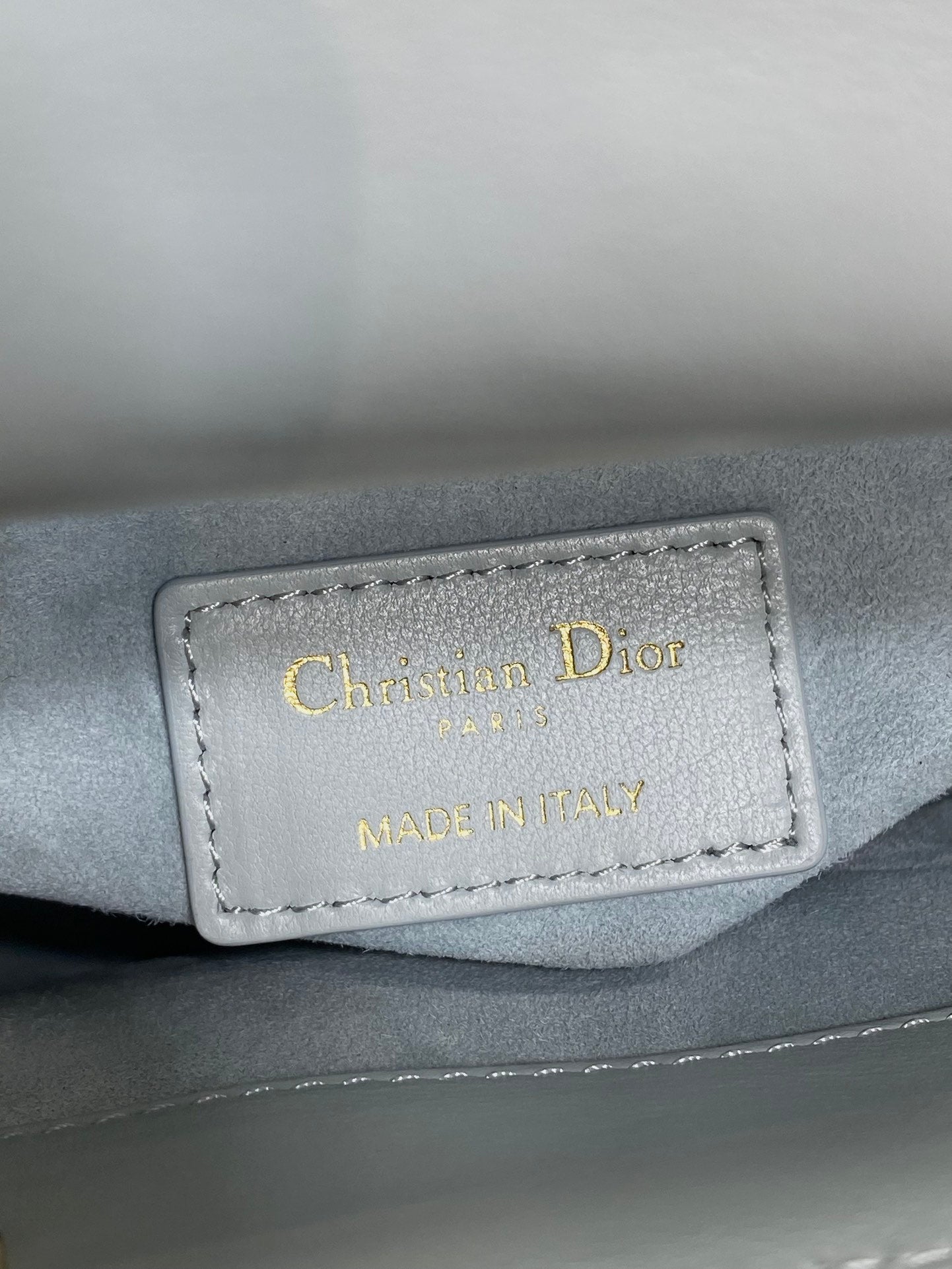 DIOR 25S MINI LADY  BAG 17 IN LIGHT BLUE CALFSKIN CHARM CRYSTAL EMBELLISHMENTS