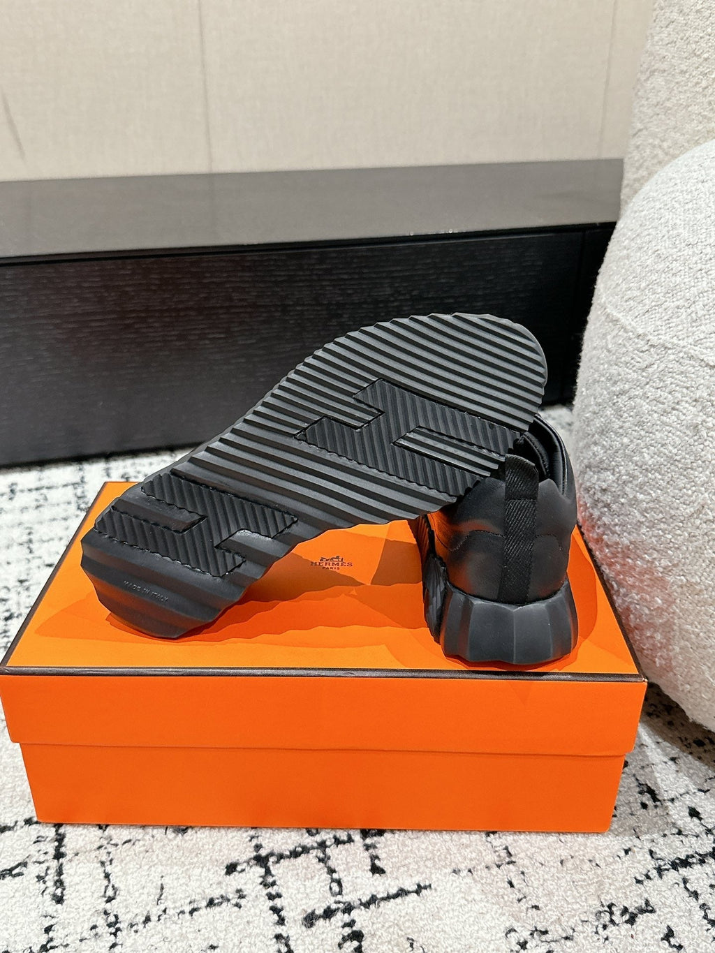 HERMES BOUNCING SNEAKER IN FULL BLACK CALFSKIN