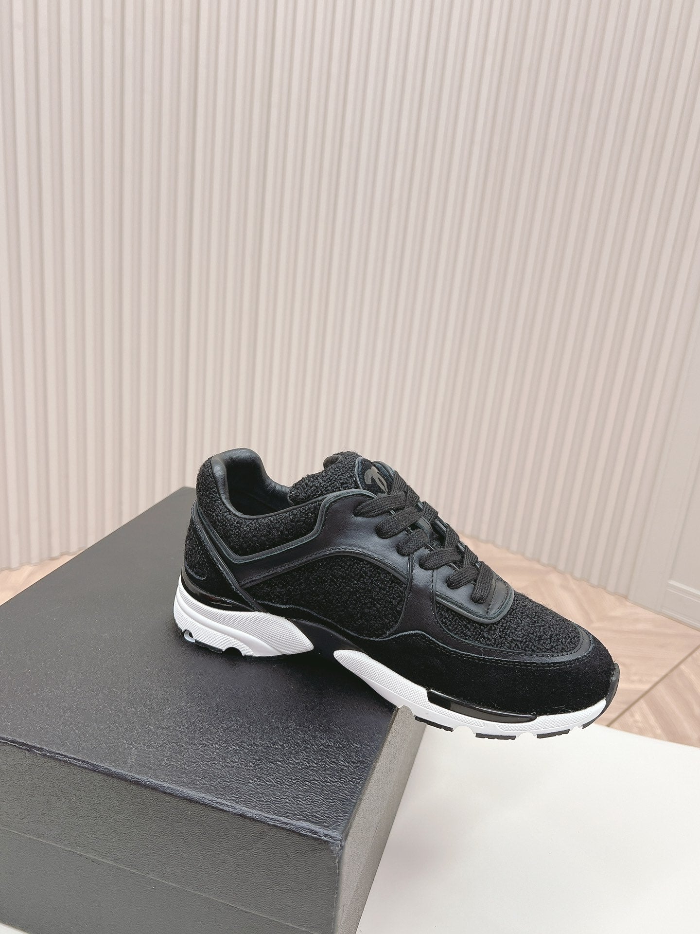 CHANEL TRAINERS IN BLACK SUEDE AND CALFSKIN