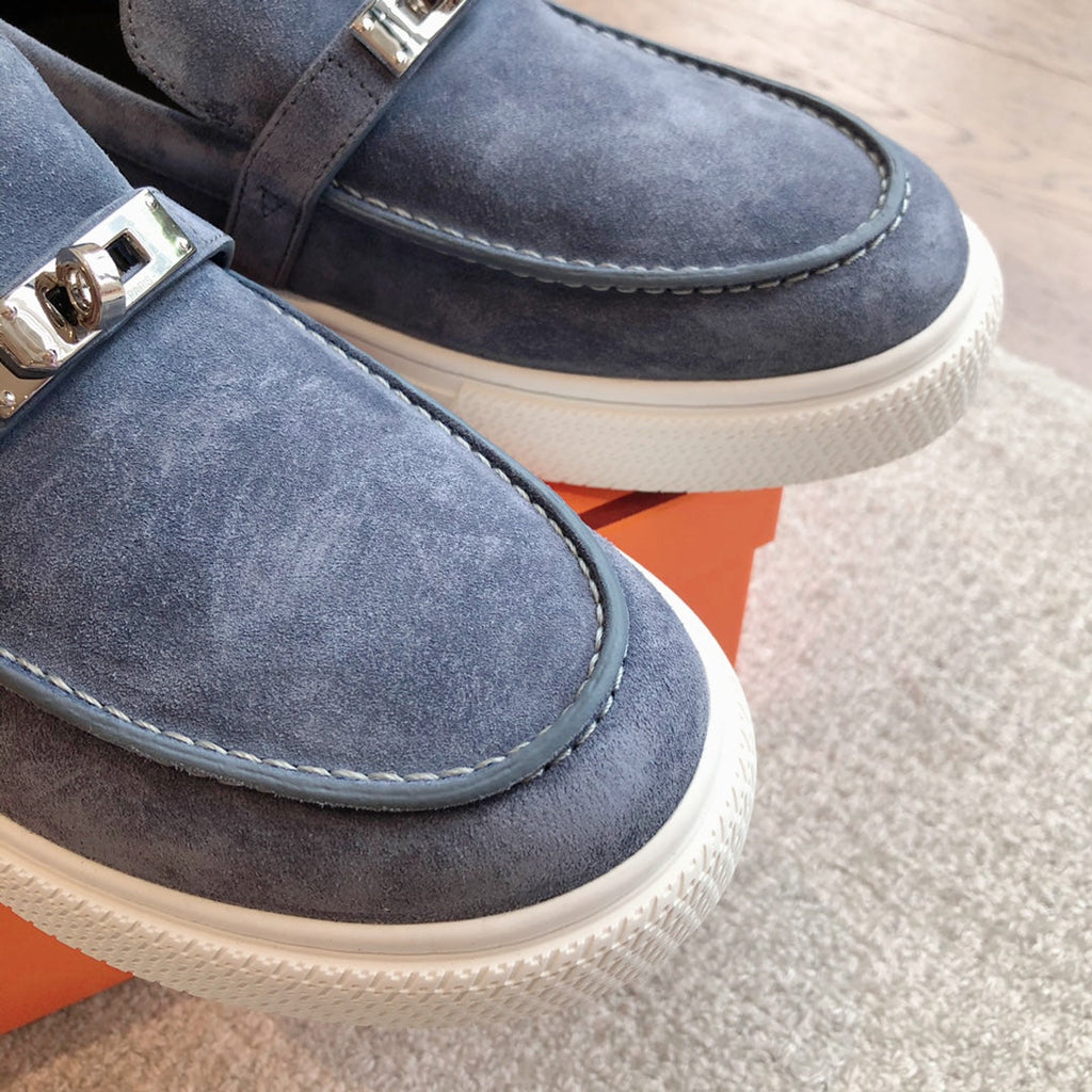 HERMES GAME SLIP-ON SNEAKER NAVY SUEDE