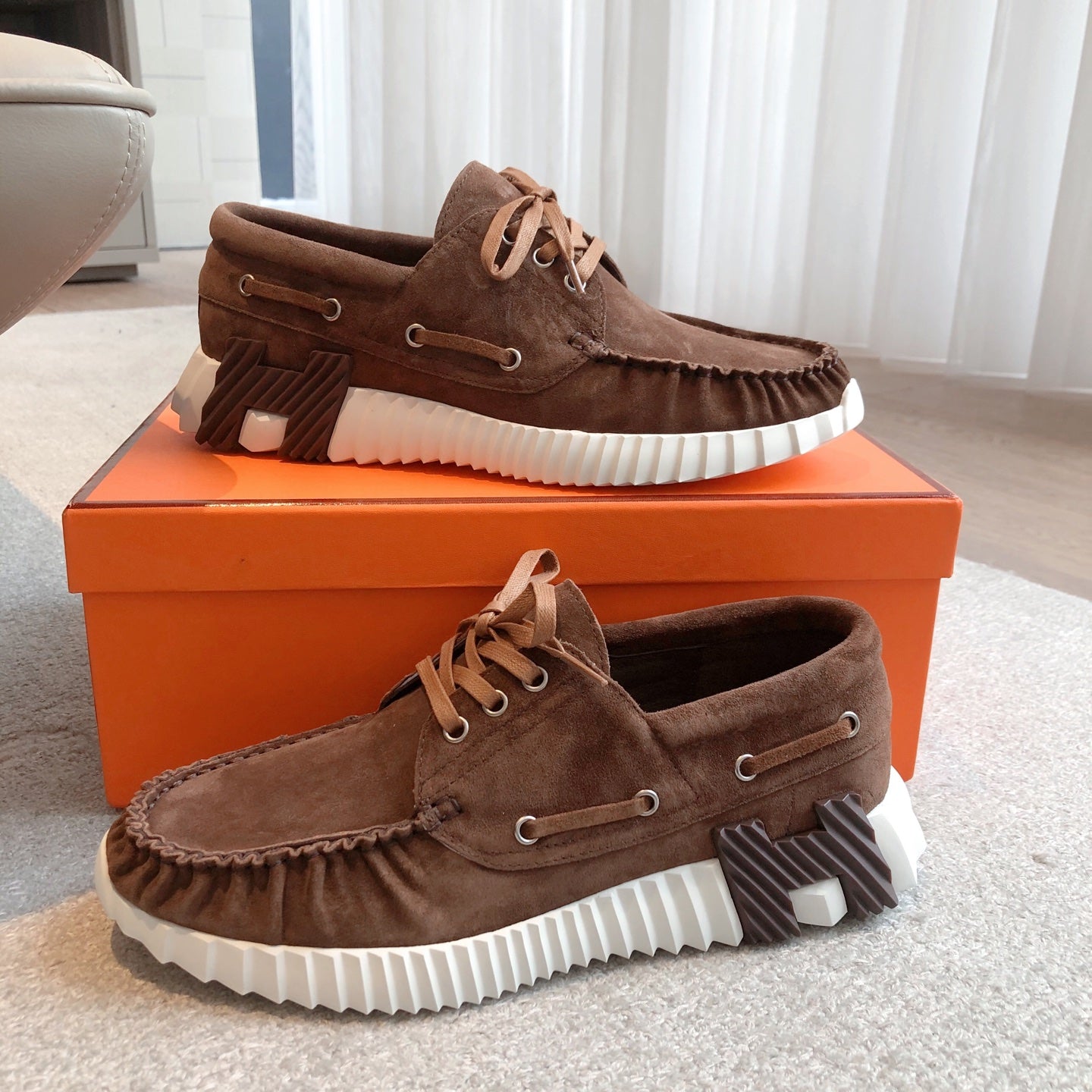 HERMES KETCH SNEAKER IN COCOA BROWN SUEDE